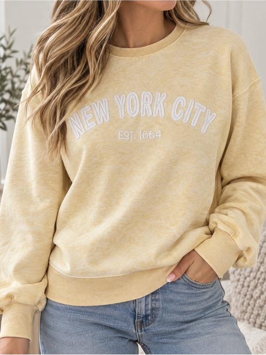New York City Design Co. Sweaters - York Dept. Pale Yellow 'New York City' Crewneck Sweatshirt